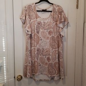 Azalea beige paisley flutter sleeve top 4x